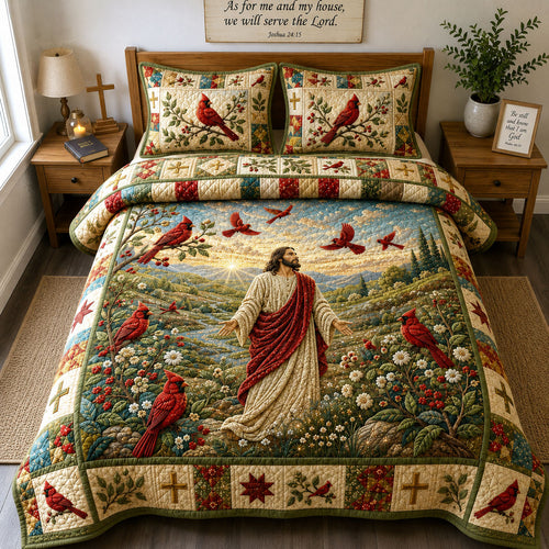 Jesus Cardinal Meadow 3-Piece Quilted Bedding Set GFTOHNL2907