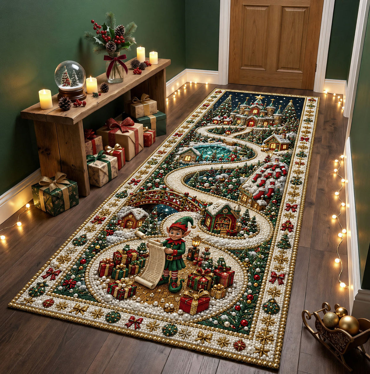 Christmas Elf Wish List Runner Rug GFTOHNL2914