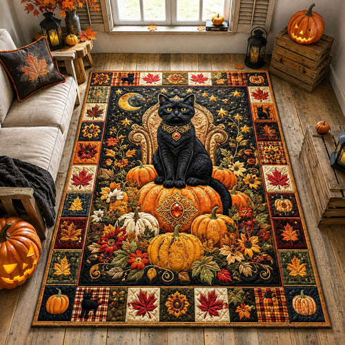 Black Cat Autumn Harvest Area Rug GFTOHNL2918