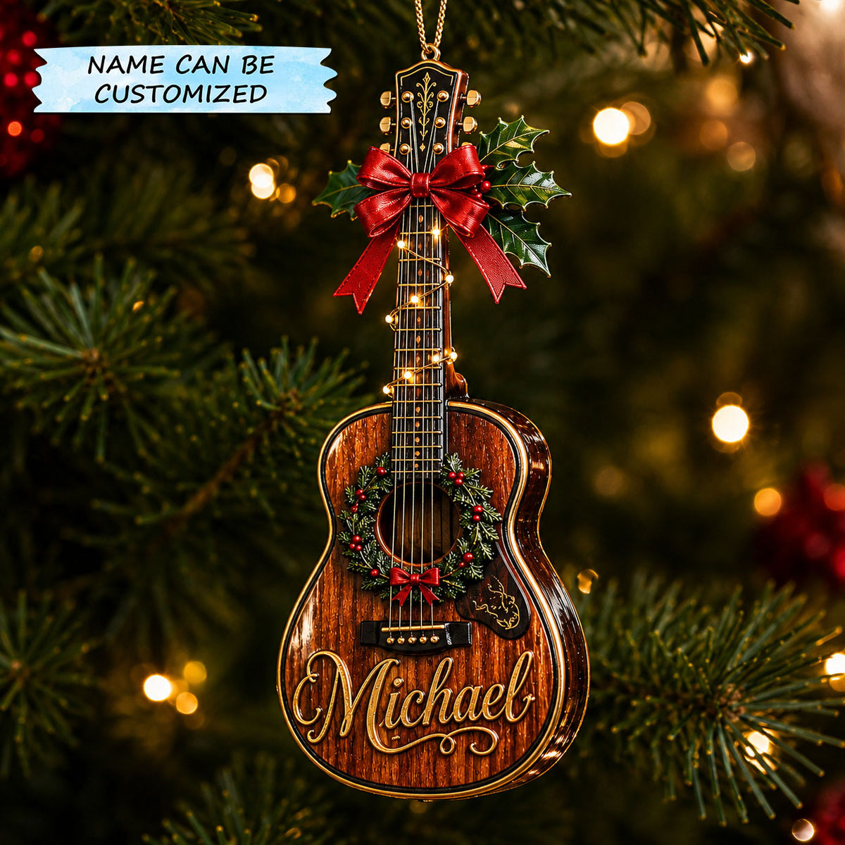 Christmas Guitar Music Christmas Mica Ornament QTCUZ GFTOHNL2926