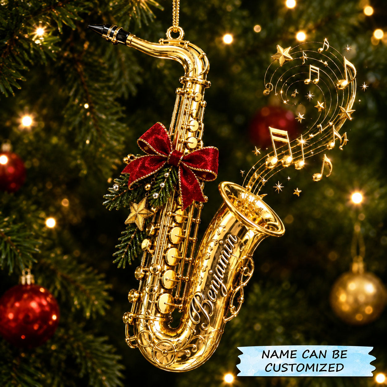 Christmas Saxophone Music Christmas Mica Ornament QTCUZ GFTOHNL2929