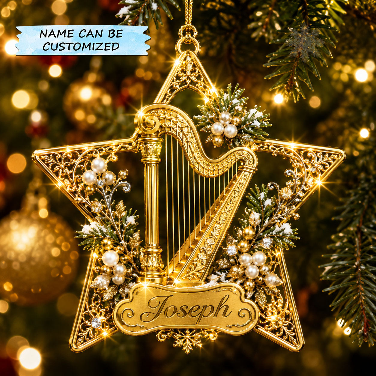 Christmas Harp Music Christmas Mica Ornament QTCUZ GFTOHNL2931