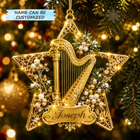 Christmas Harp Music Christmas Mica Ornament QTCUZ GFTOHNL2931