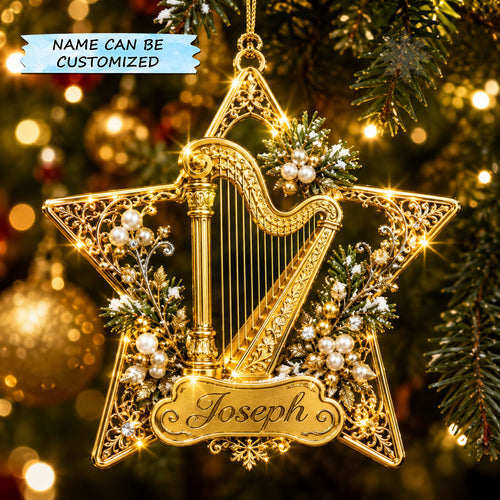 Christmas Harp Music Christmas Mica Ornament QTCUZ GFTOHNL2931