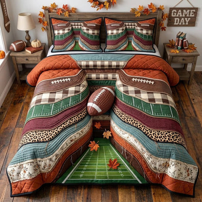 Football Game Day 3-Piece Quilted Bedding Set GFTOHNL2949