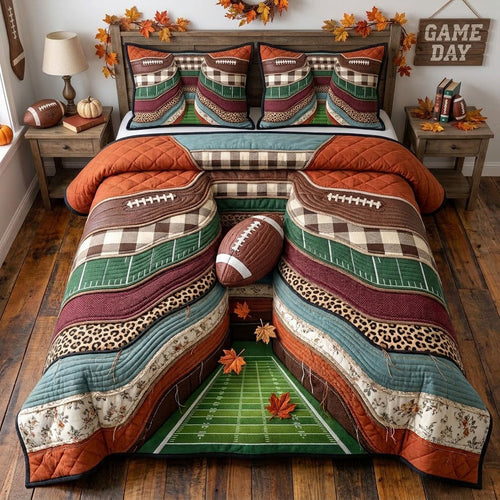 Football Game Day 3-Piece Quilted Bedding Set GFTOHNL2949