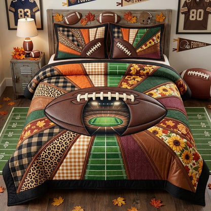 Fall Football Fan 3-Piece Quilted Bedding Set GFTOHNL2951