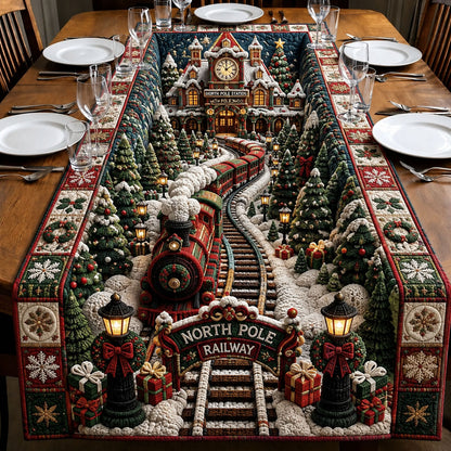 North Pole Christmas Railway Quilted Table Runner GFTOHNL2953