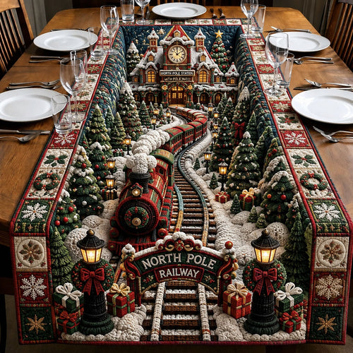 North Pole Christmas Railway Quilted Table Runner GFTOHNL2953
