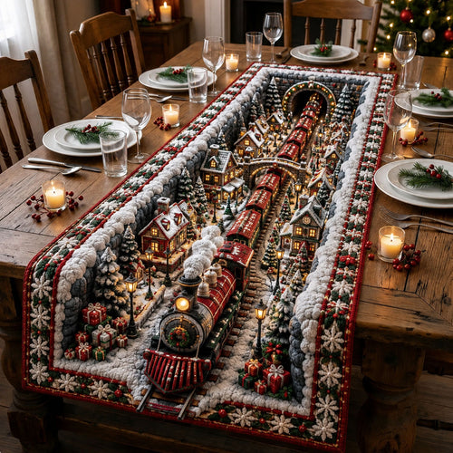 Christmas Train Village Quilted Table Runner GFTOHNL2954