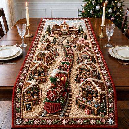 Gingerbread Christmas Train Quilted Table Runner GFTOHNL2958