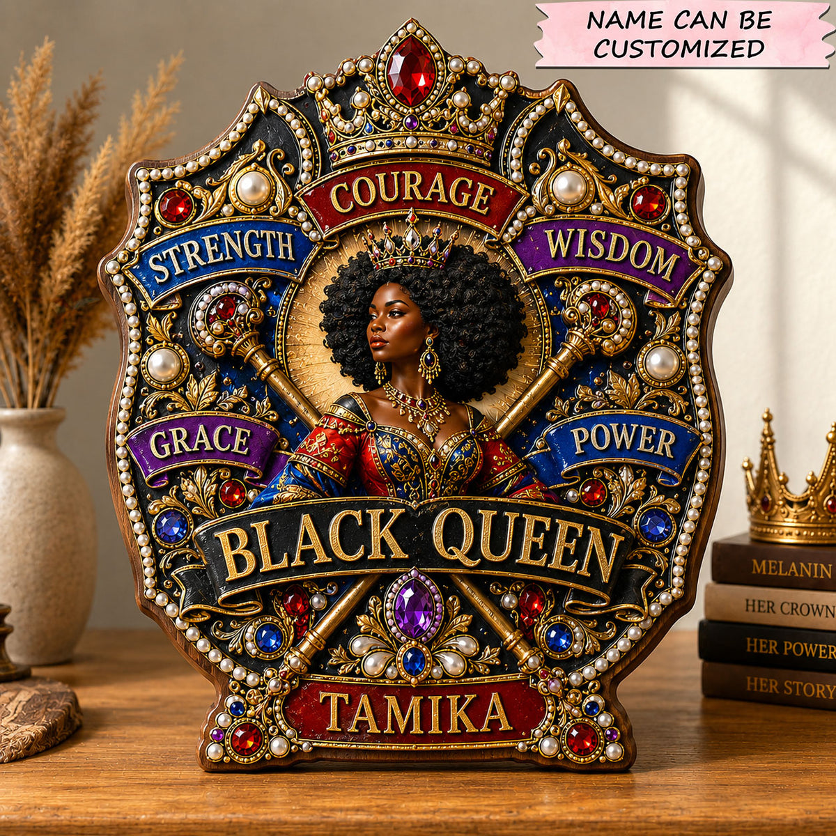 Black Queen Strength Wooden Block 3-Layers QTCUZ GFTOHNL2965