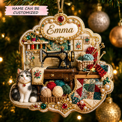 Personalized Christmas Sewing Keepsake Christmas Mica Ornament