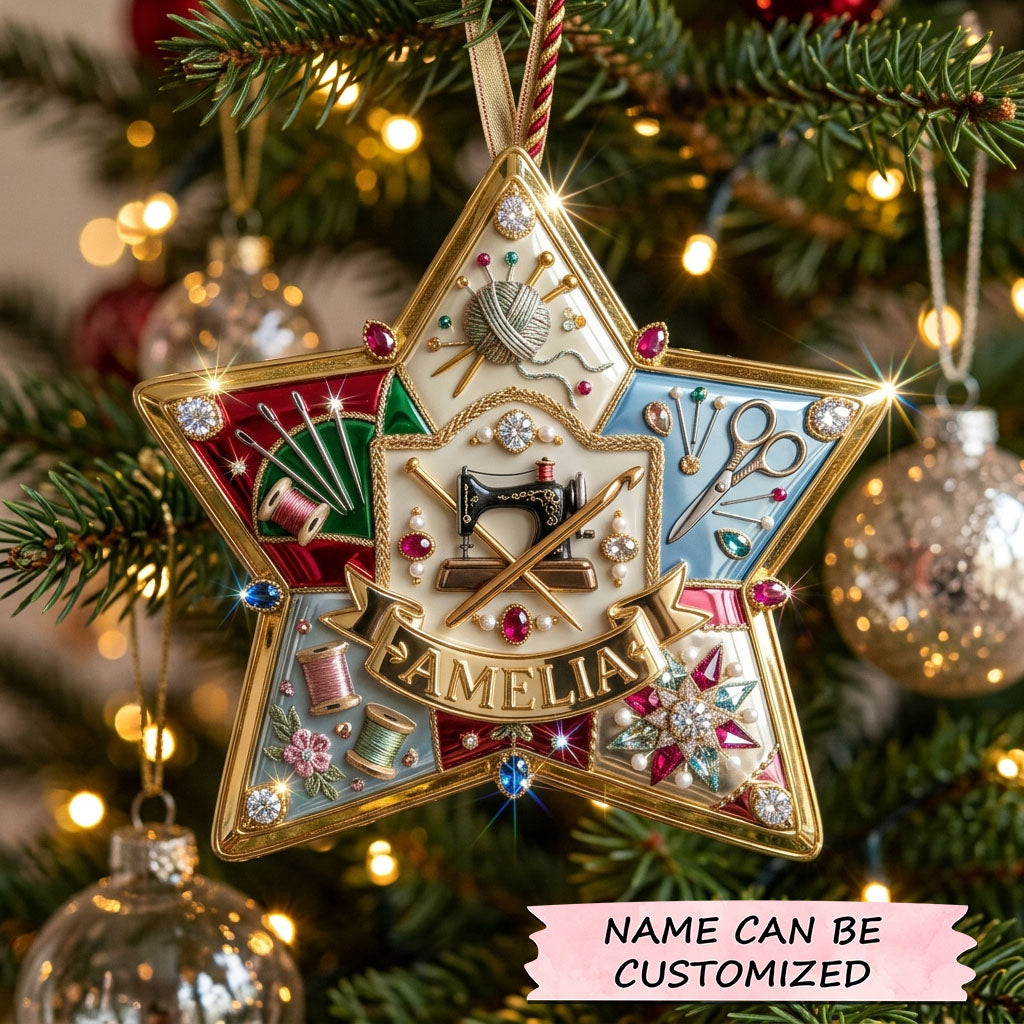 Sewing Star Christmas Christmas Mica Ornament QTCUZ GFTOHNL2971
