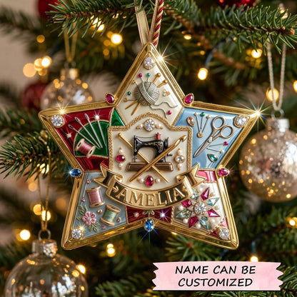 Personalized Christmas Sewing Keepsake Christmas Mica Ornament
