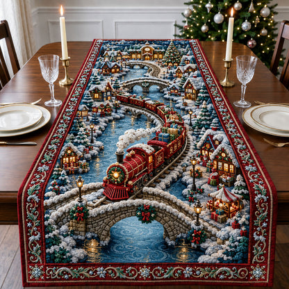Winter Bridge Train Quilted Table Runner GFTOHNL2990