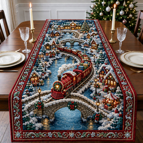 Winter Bridge Train Quilted Table Runner GFTOHNL2990