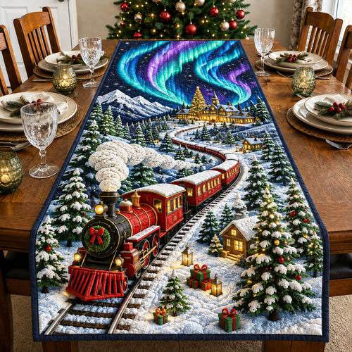 Northern Lights Christmas Train Quilted Table Runner GFTOHNL2991