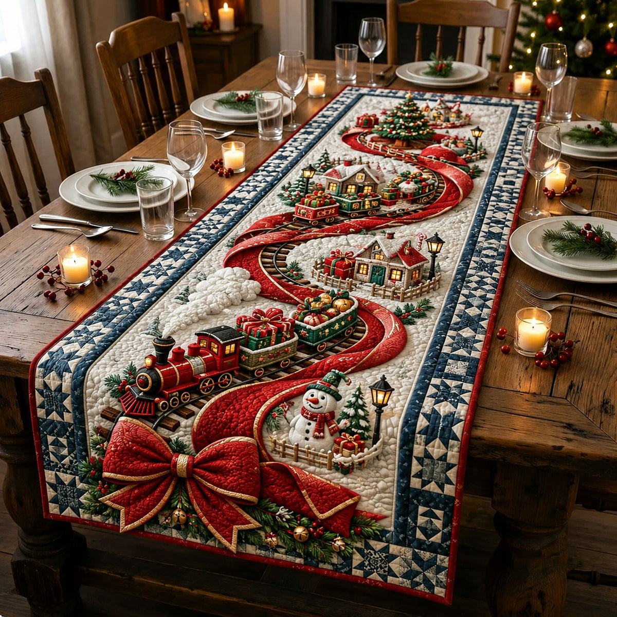 Christmas Gift Train Quilted Table Runner GFTOHNL2993