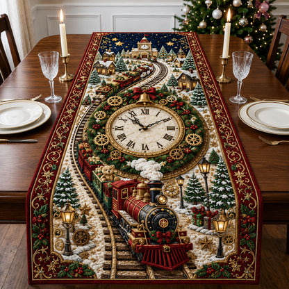 Christmas Clock Train Quilted Table Runner GFTOHNL2994