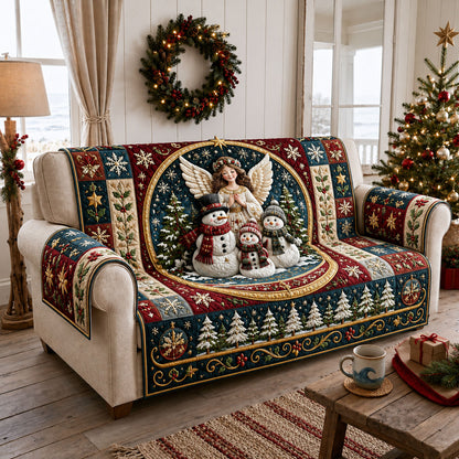 Angel Snowman Christmas Family Quilted Sofa Cover GFTOHNL3005