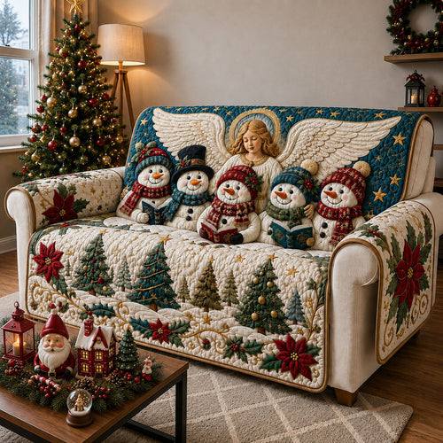 Christmas Angel Snowman Choir Quilted Sofa Cover GFTOHNL3006