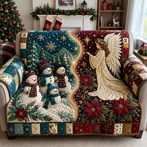 Christmas Angel Winter Snowmen Quilted Sofa Cover GFTOHNL3007