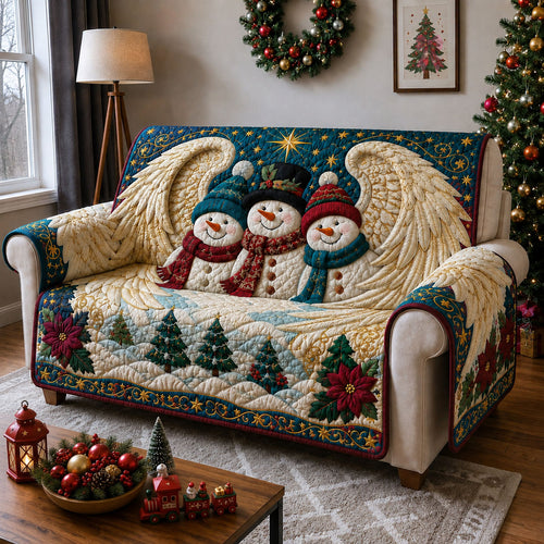 Snowman Angel Christmas Wings Quilted Sofa Cover GFTOHNL3008