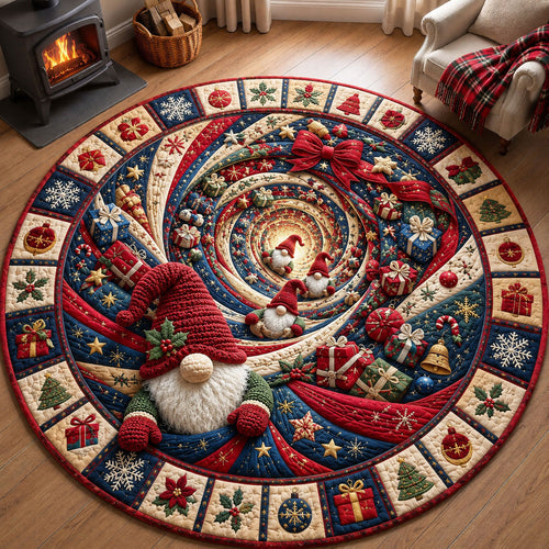 Christmas Gnome Magic Quilted Round Mat GFTOHNL3024
