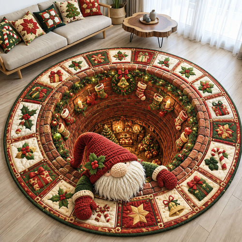 Christmas Gnome Village Quilted Round Mat GFTOHNL3026