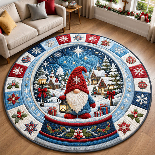 Christmas Gnome Snow Globe Quilted Round Mat GFTOHNL3027