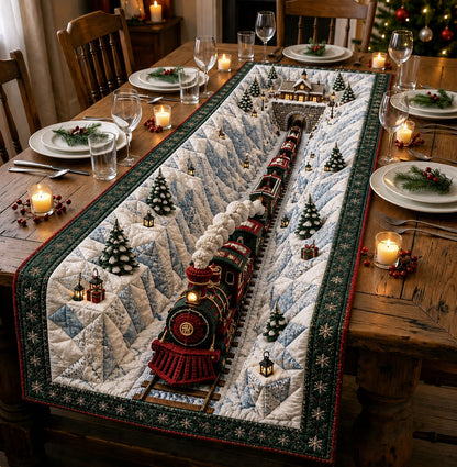 Christmas Mountain Train Quilted Table Runner GFTOHNL3047