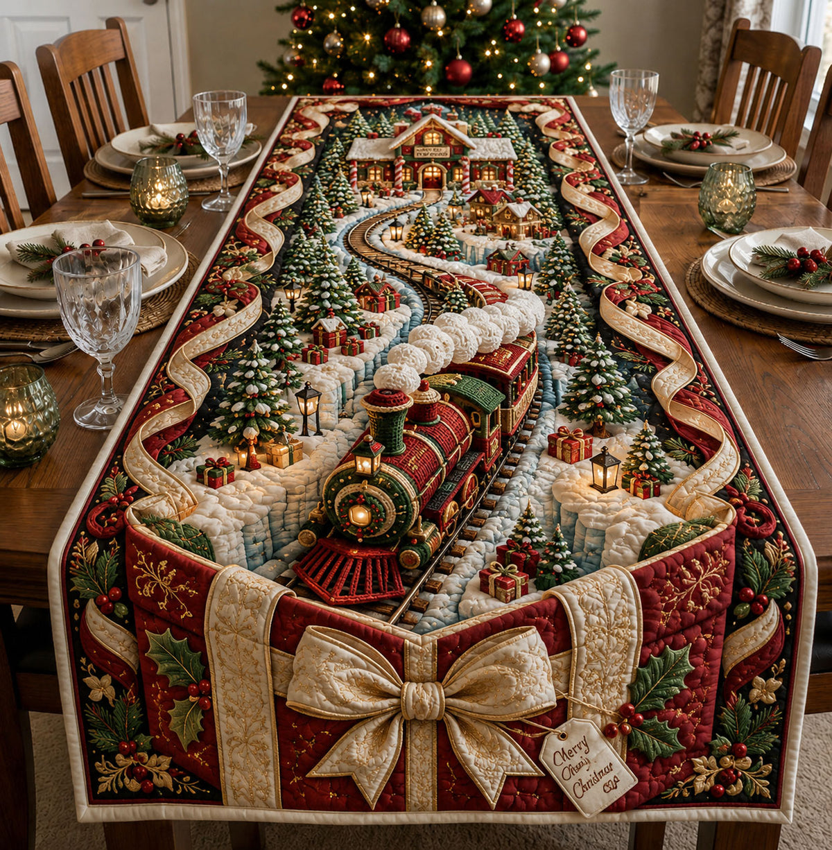 Christmas Village Express Quilted Table Runner GFTOHNL3048