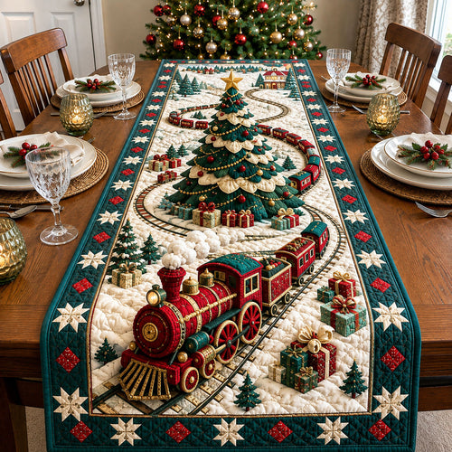 Christmas Tree Train Quilted Table Runner GFTOHNL3049