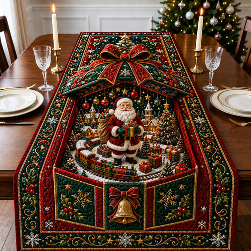 Santa Christmas Gift Village Quilted Table Runner GFTOHNL3060