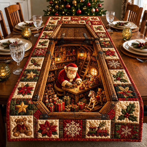 Santa Christmas Workshop Quilted Table Runner GFTOHNL3061
