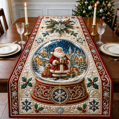 Santa Christmas Snow Globe Quilted Table Runner GFTOHNL3062