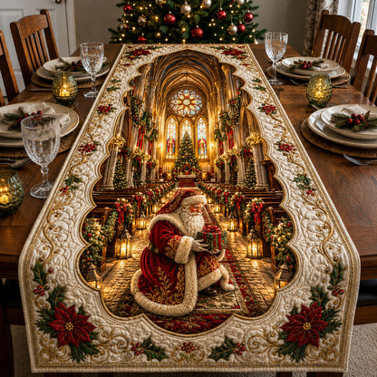 Santa Christmas Church Quilted Table Runner GFTOHNL3063