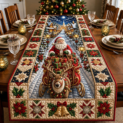 Santa Christmas Sleigh Ride Quilted Table Runner GFTOHNL3064