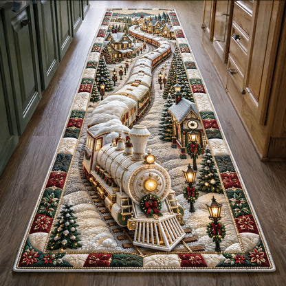 Snowy Christmas Train Runner Rug GFTOHNL3082
