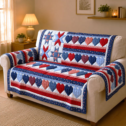 America Heart Quilted Sofa Cover GFTOHNL31