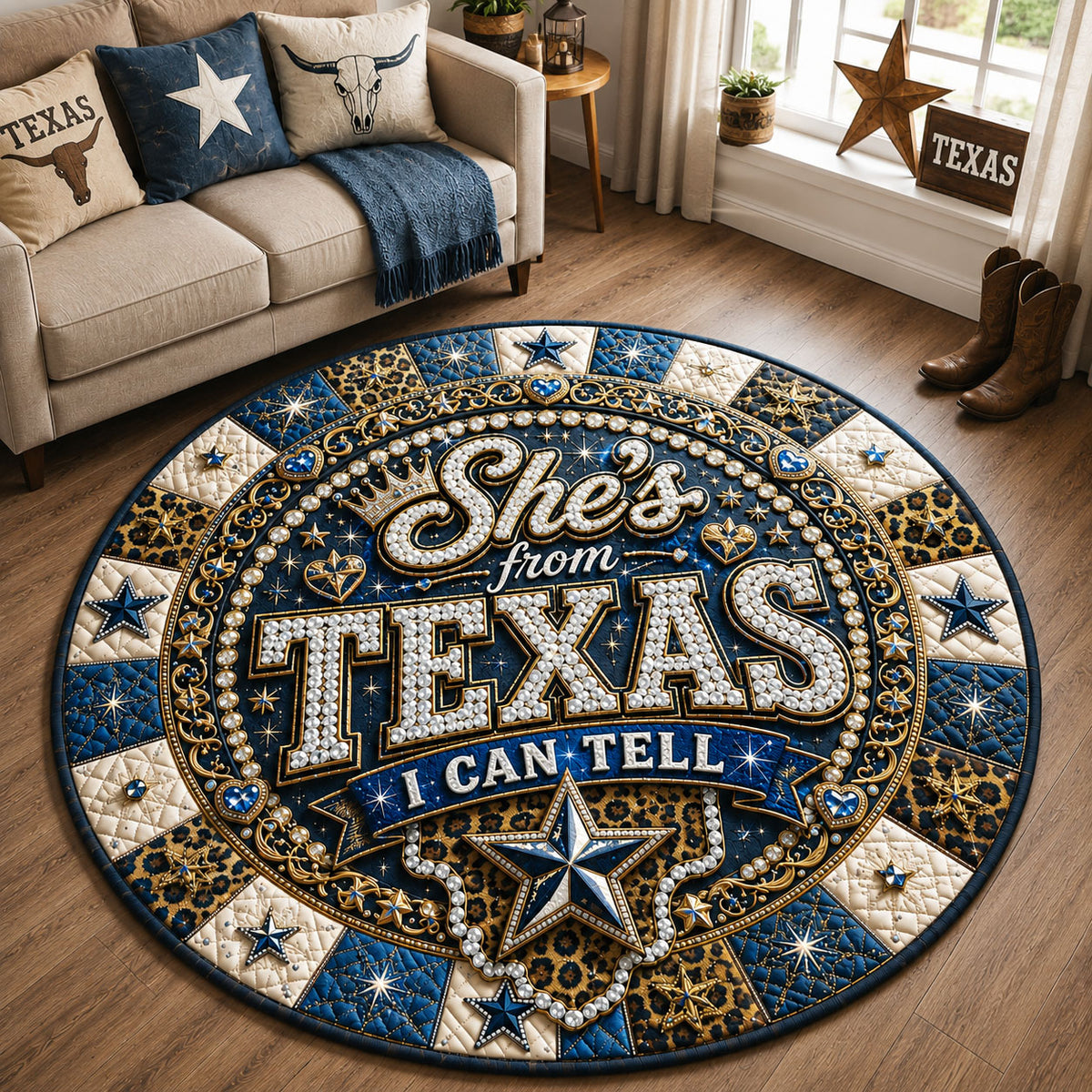 Shes From Texas Quilted Round Mat GFTOHNL3118