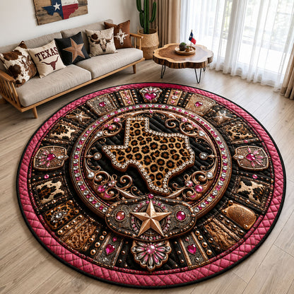 Pink Leopard Texas Quilted Round Mat GFTOHNL3119