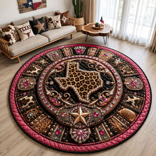 Pink Leopard Texas Quilted Round Mat GFTOHNL3119