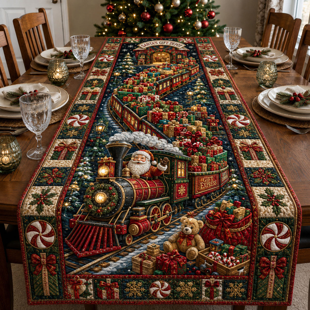 Santa Gift Express Quilted Table Runner GFTOHNL3134
