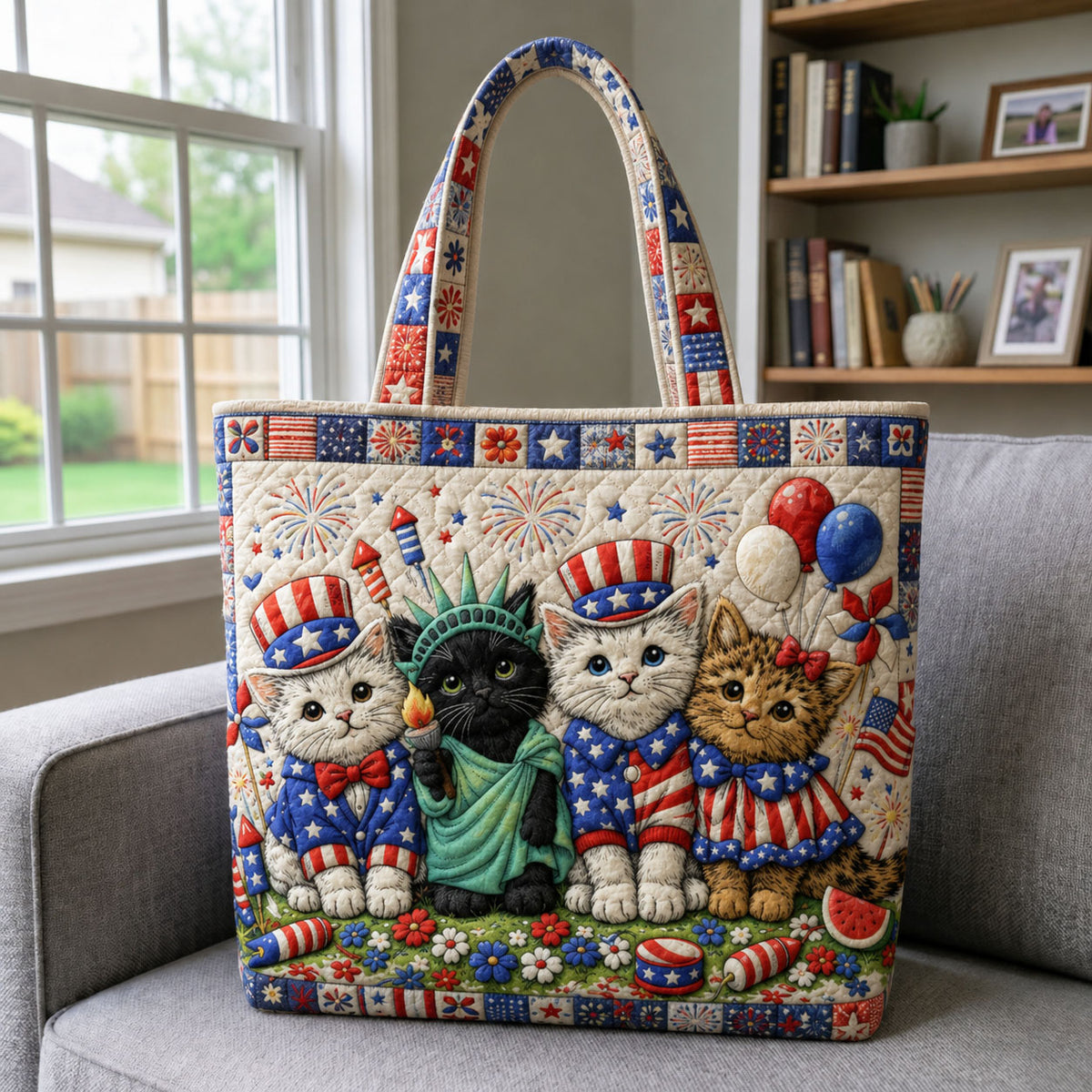 Freedom Kittens Quilted Tote Bag GFTOHNL314