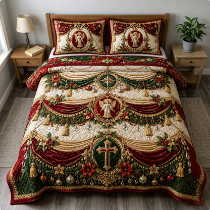 Christmas Angel Cross 3-Piece Quilted Bedding Set GFTOHNL3169