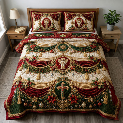 Christmas Angel Cross 3-Piece Quilted Bedding Set GFTOHNL3169