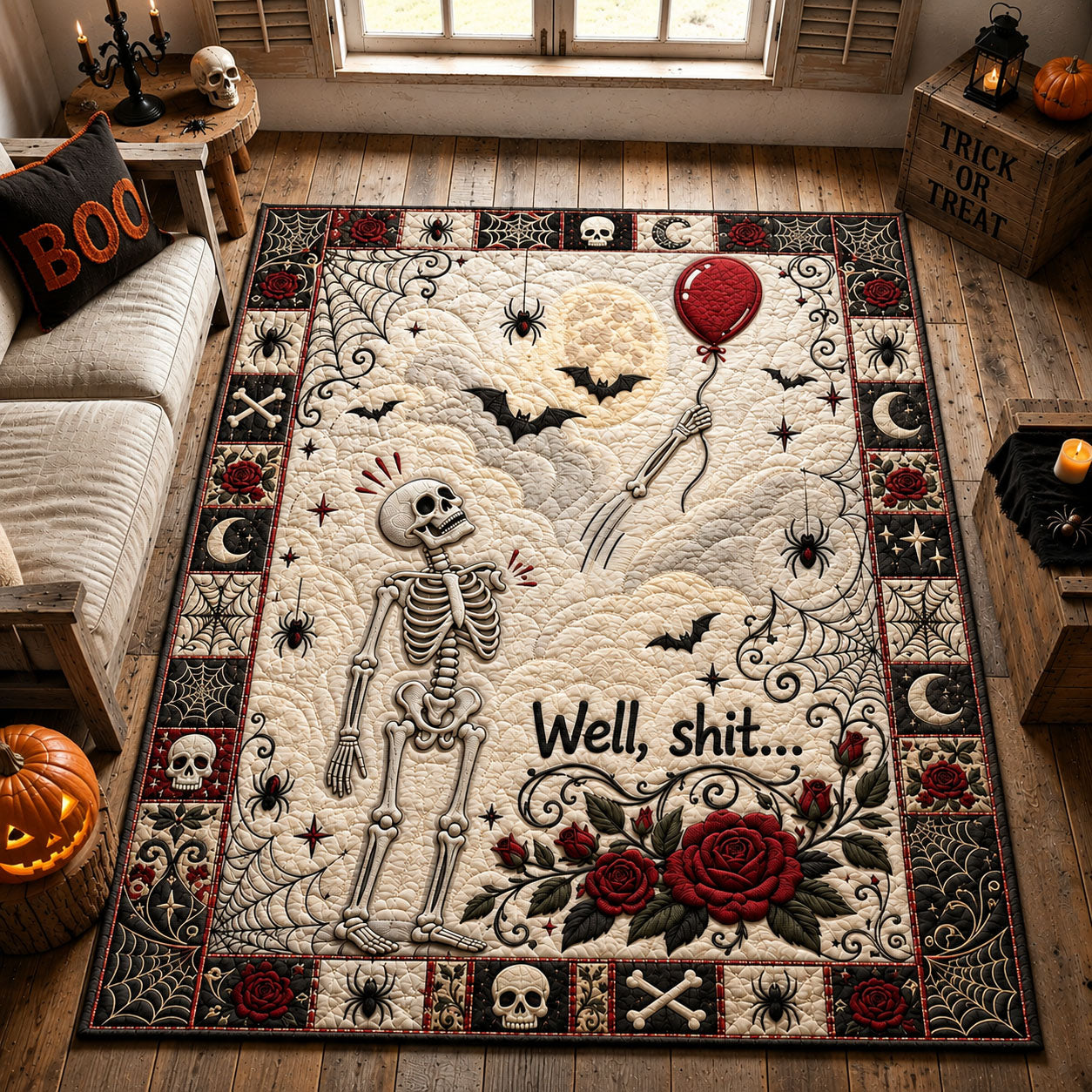 Skeleton Balloon Area Rug GFTOHNL3177