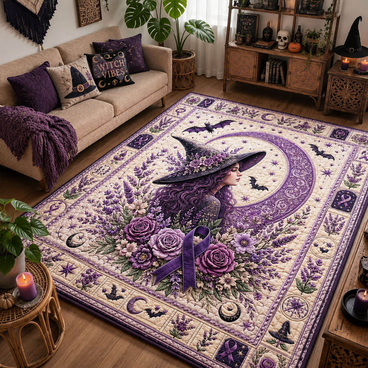 Purple Witch Moon Area Rug GFTOHNL3178
